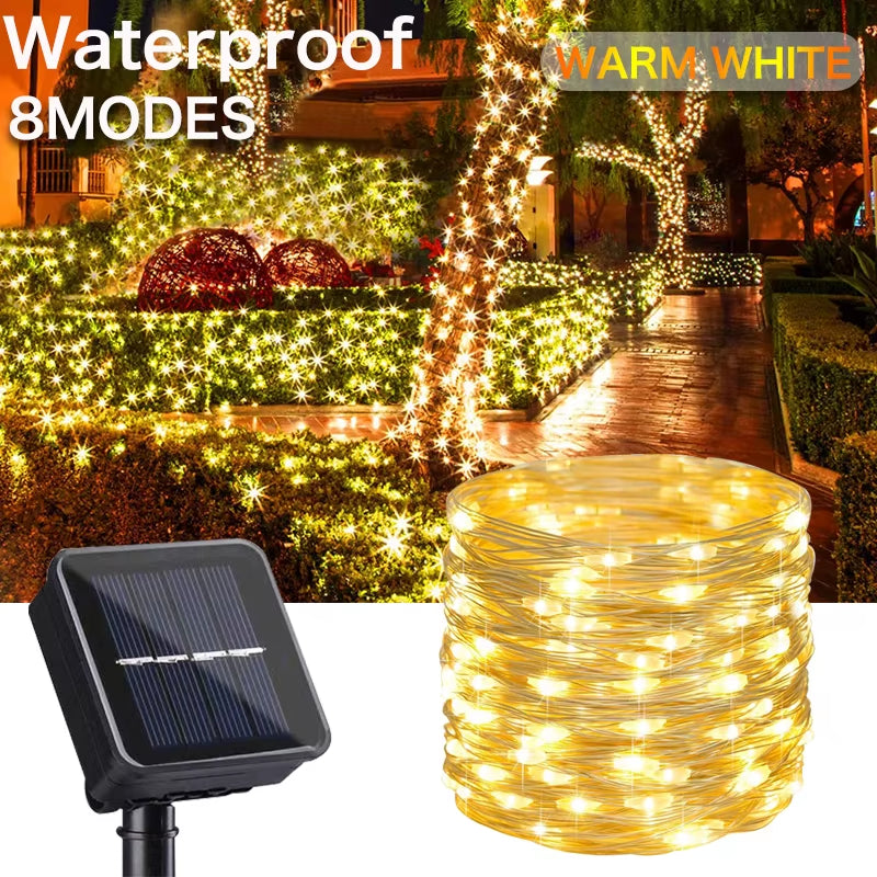 Ultra Long 1000LED Solar String Fairy Light Outdoor Copper Waterproof Christmas Garland Decoration Garden Party 100M/50M/10M/5M