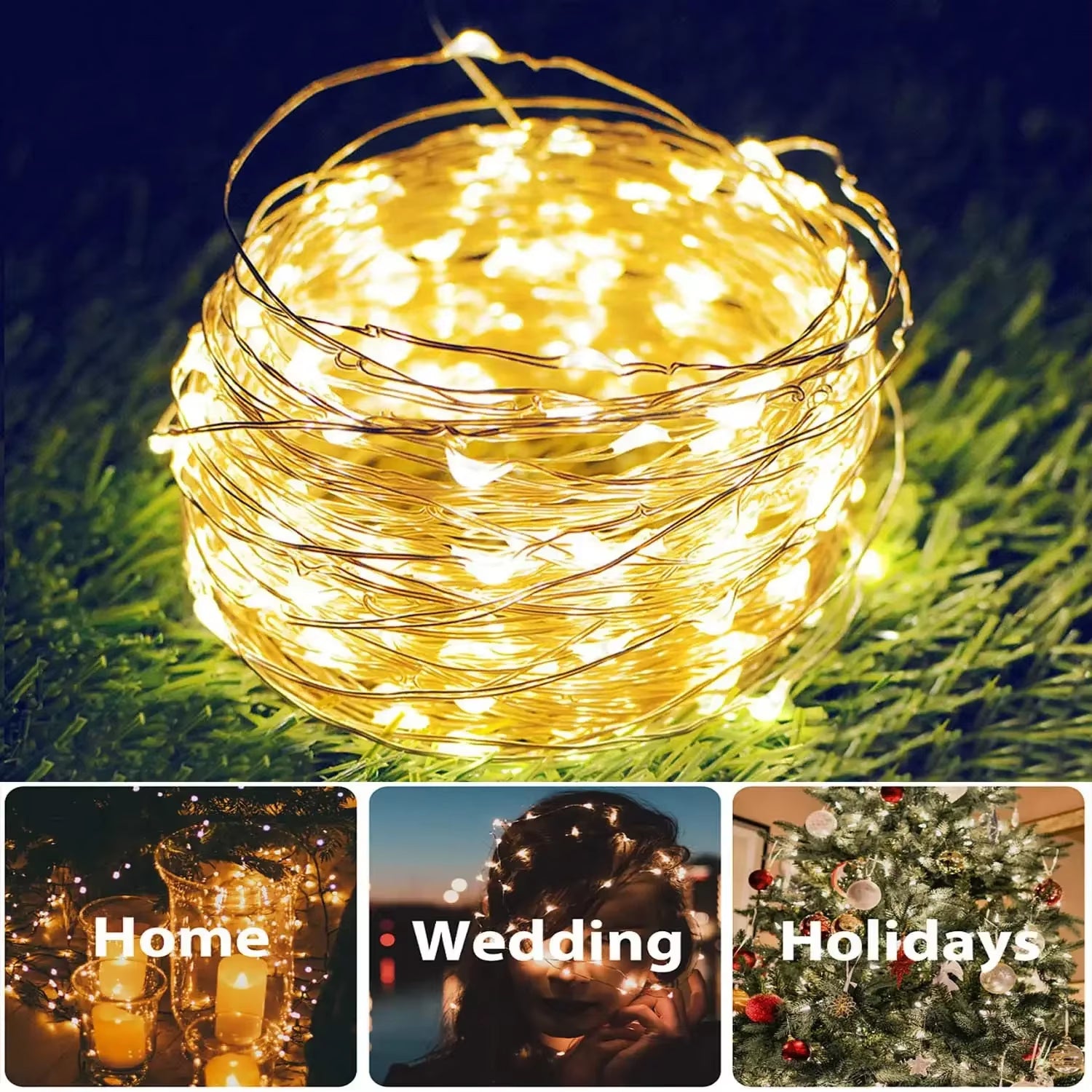 Ultra Long 1000LED Solar String Fairy Light Outdoor Copper Waterproof Christmas Garland Decoration Garden Party 100M/50M/10M/5M